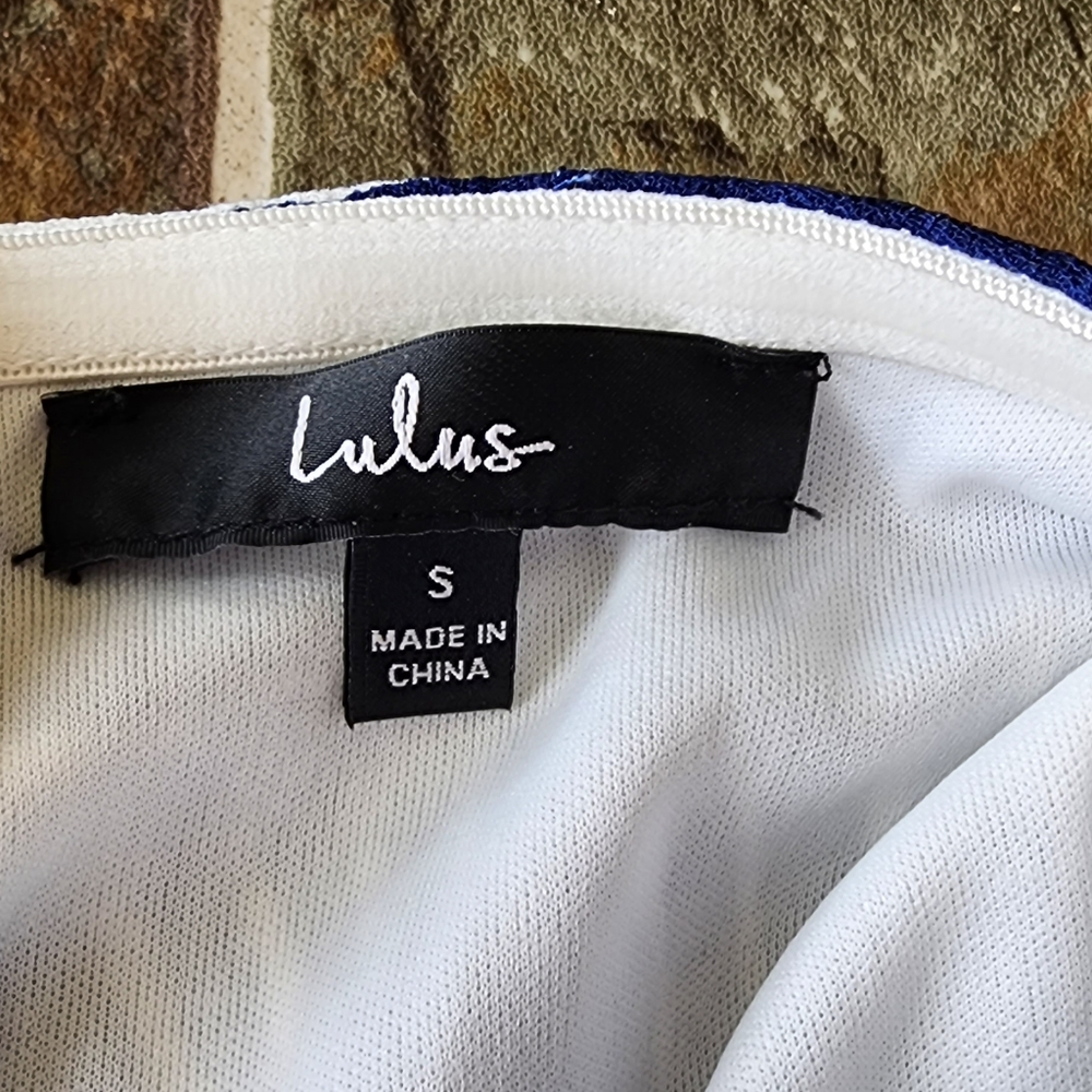 NWT Lulus Delphi Greek Isles Romper S Jumpsuit Blue and White - Picture 5 of 7